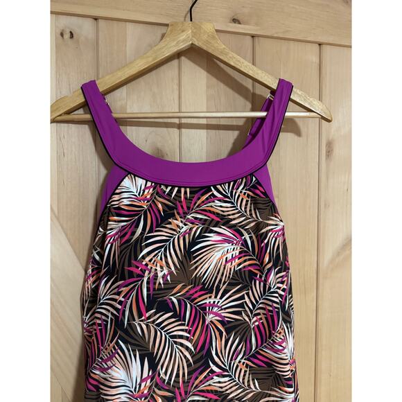 Land's End | NWT Tropical Print High Neck Swim Dress | Size 14W - Picture 2 of 11